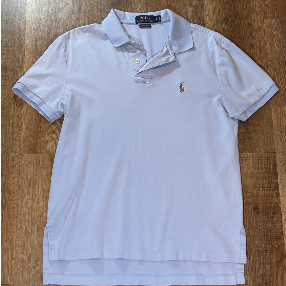 Polo Ralph Lauren Mens Pima Soft Touch Polo Shirt Light Blue Small Academia